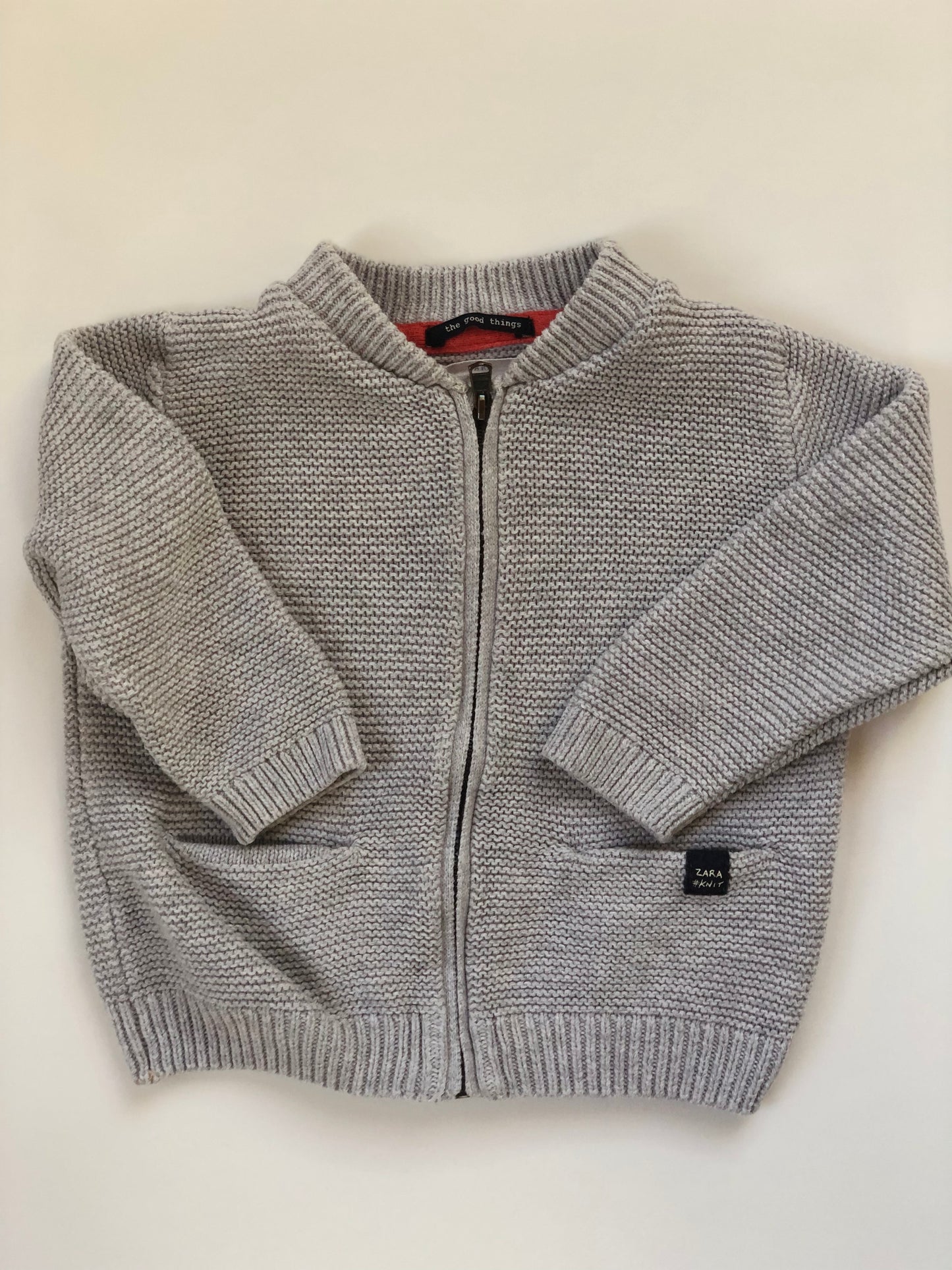 Gilet zip en mailles gris Zara 12 mois