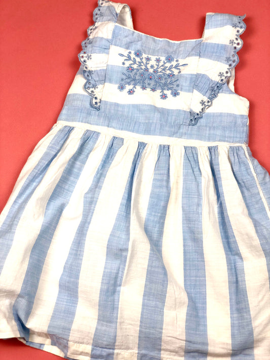 Robe rayée et brodée blanc et bleu Sergent Major 3 ans