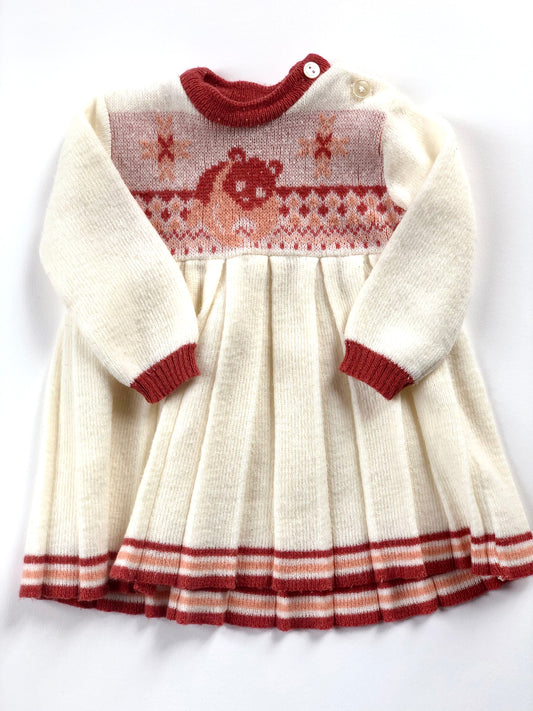 Robe en mailles blanche et Terracotta vintage 6 mois