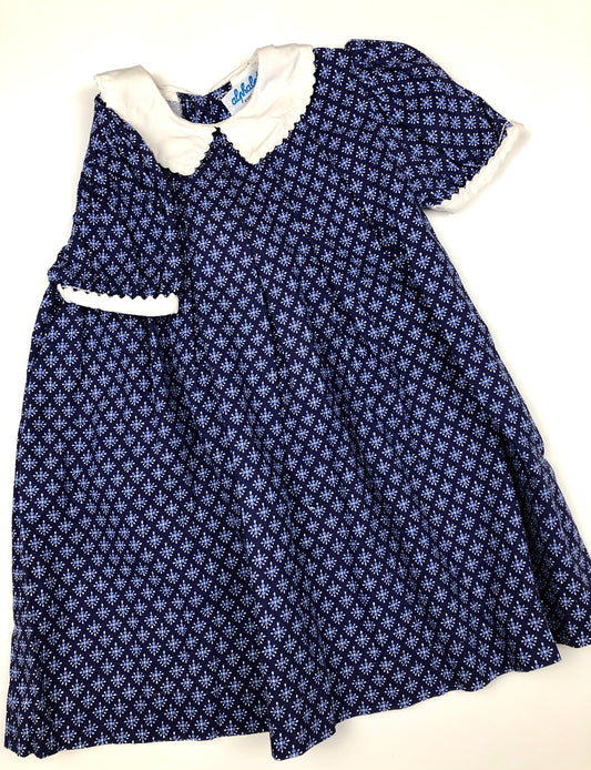 Robe à fleurs vintage bleue Alphabet 18 mois