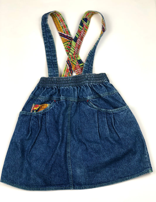 Jupe à bretelles en jeans vintage Berlingot 4 ans