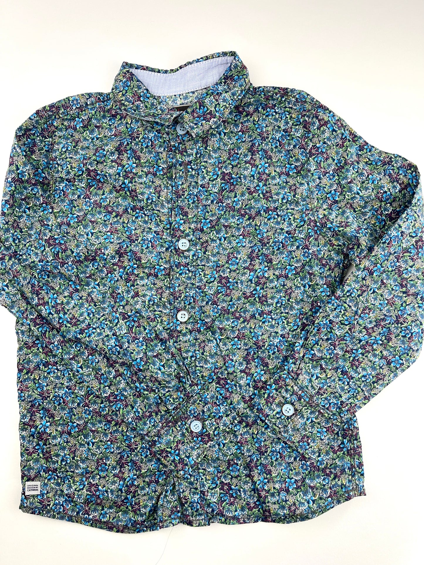 Chemise bleue à fleurs Catimini 5 ans
