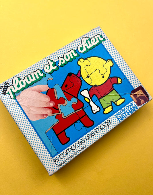 Puzzle en bois Ploum et son chien vintage
