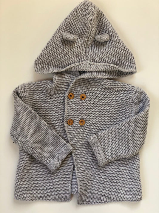 Gilet à capuche en mailles gris Kiabi 18 mois