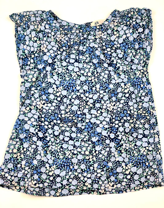 Blouse bleue à fleurs H&M 6 ans