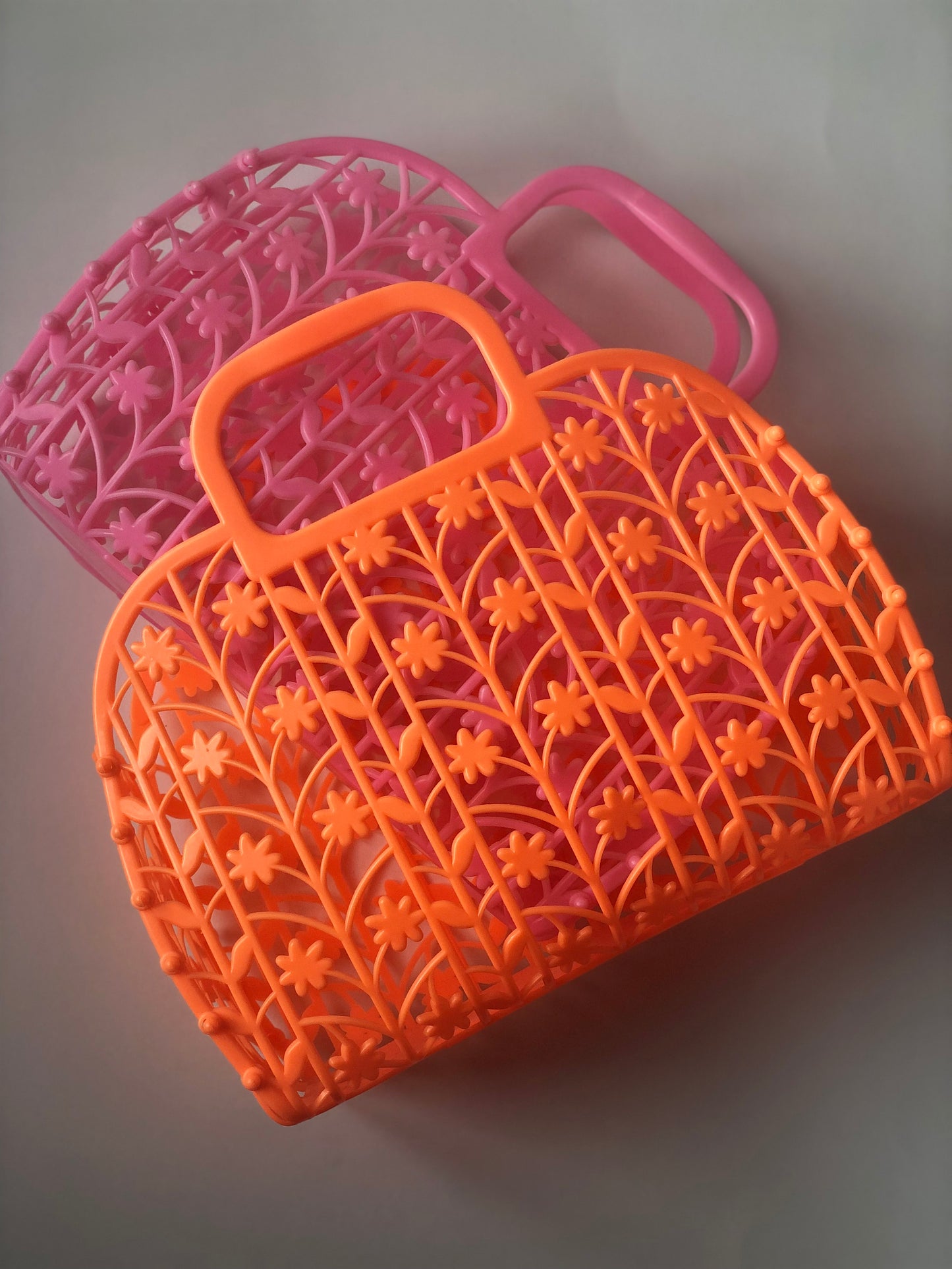 IMPARFAIT - Panier en plastique orange vintage