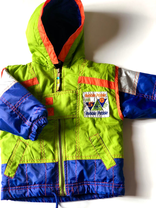 Manteau à capuche vert bleu orange 12 mois