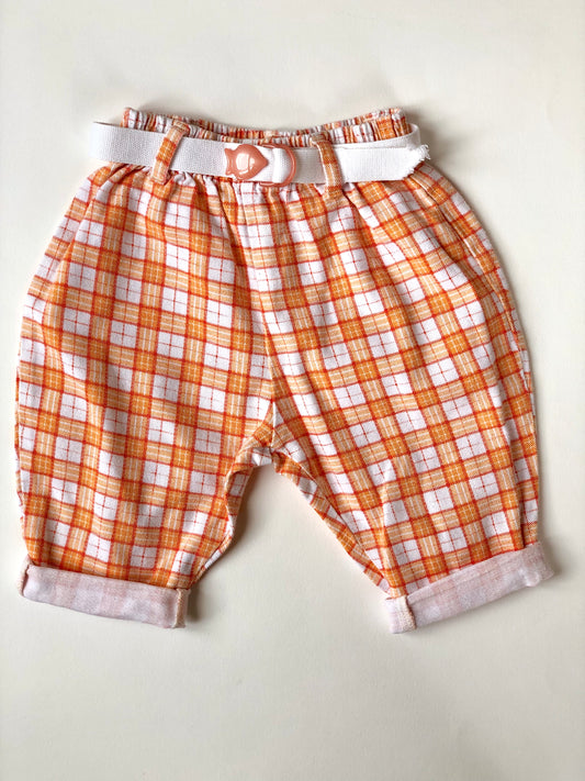 Pantalon à carreaux orange et blanc Kiabi vintage 6 mois