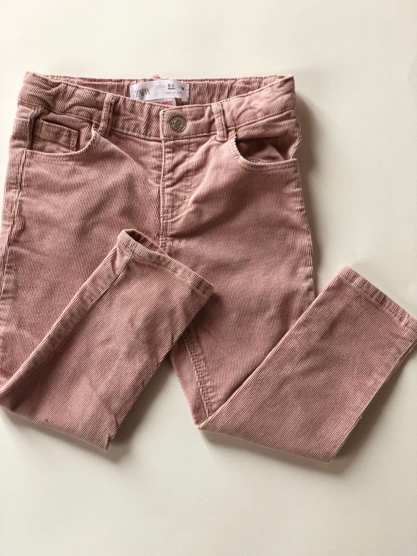 Pantalon velours côtelé rose Zara 3 ans