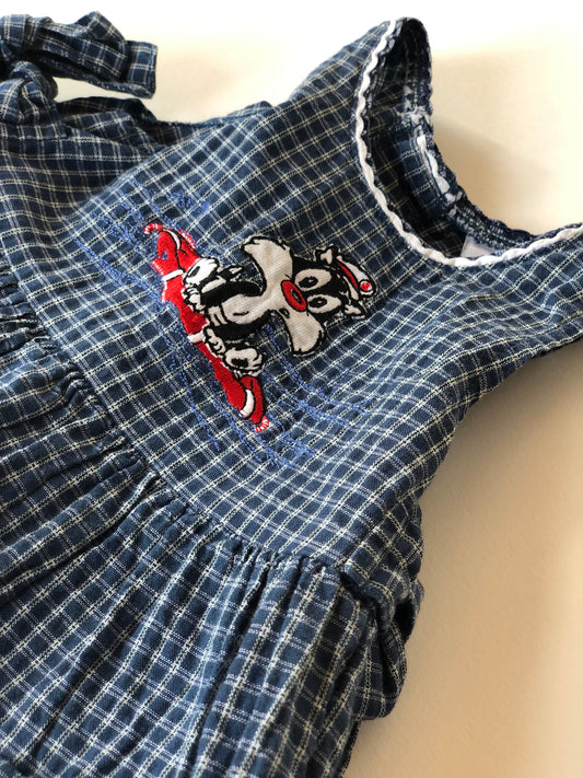 Robe sans manche à carreaux Looney Tunes vintage 6 mois