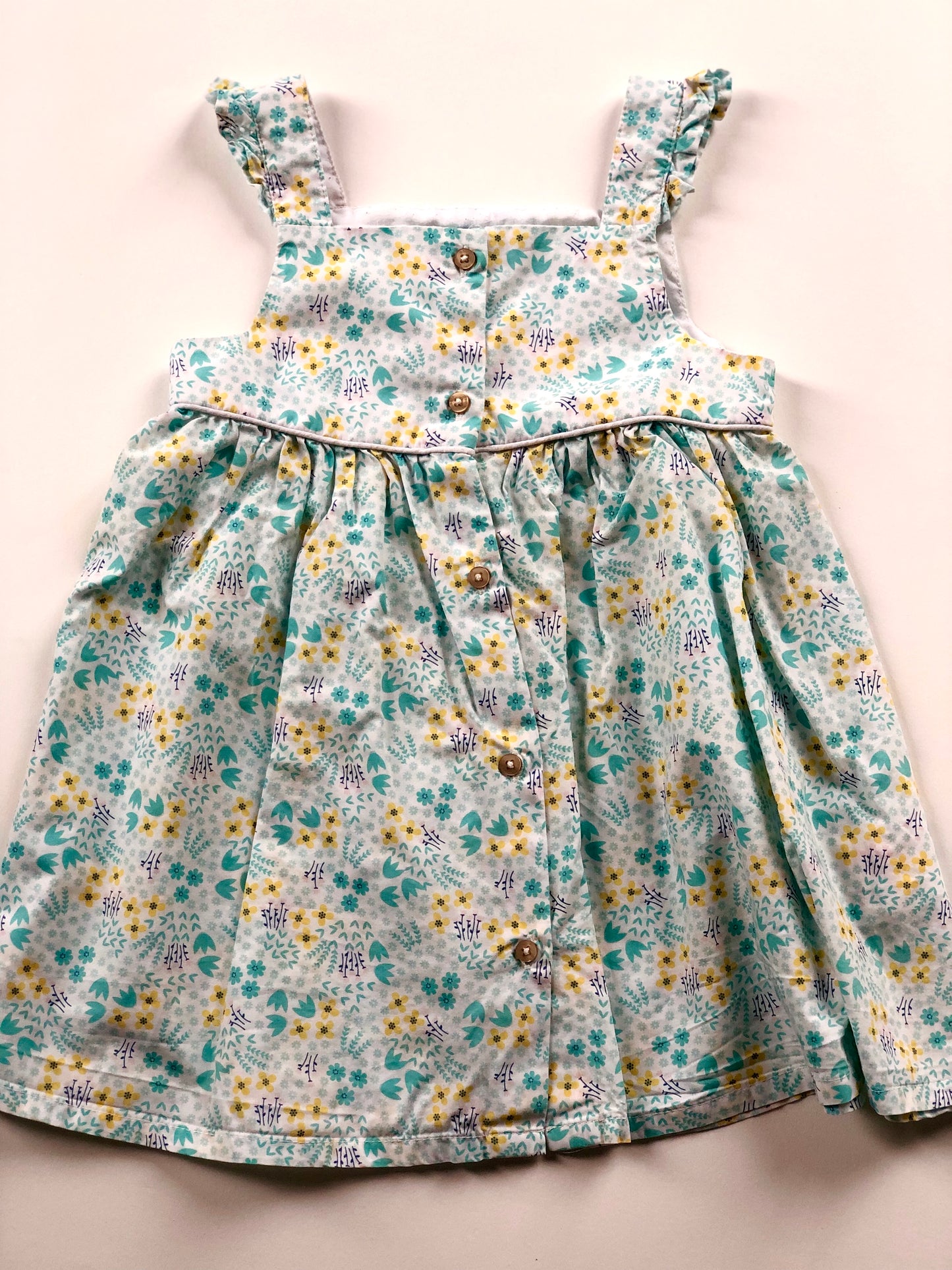 Robe vert d’eau à fleurs Obaïbi 2 ans