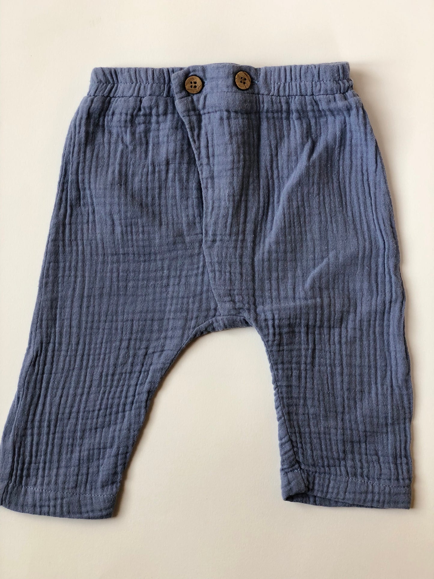 Pantalon gaze de coton bleu Minibanda 6 mois