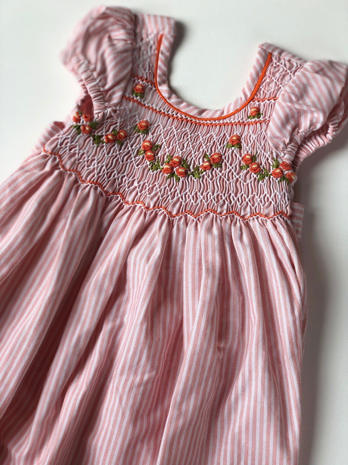 Robe vintage rayée blanc et rose 12 mois