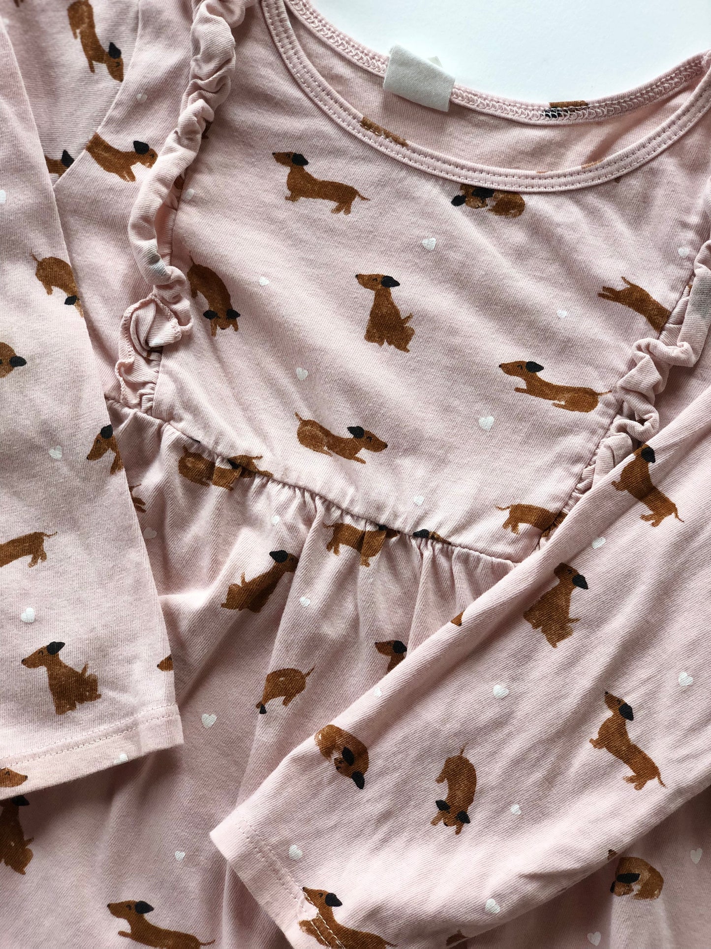 Robe manches longues rose motifs chiens H&M 4 ans