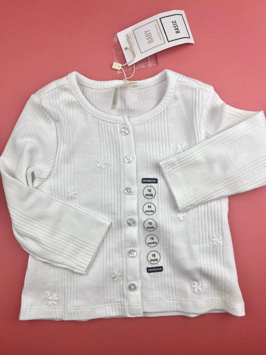 Gilet fin brodé blanc Orchestra 12 mois