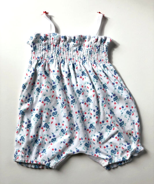 Barboteuse à bretelles à fleurs Petit Bateau 3 mois