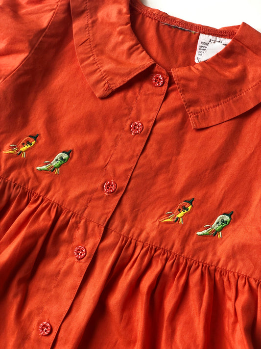 Robe manches courtes orange vintage 3 ans