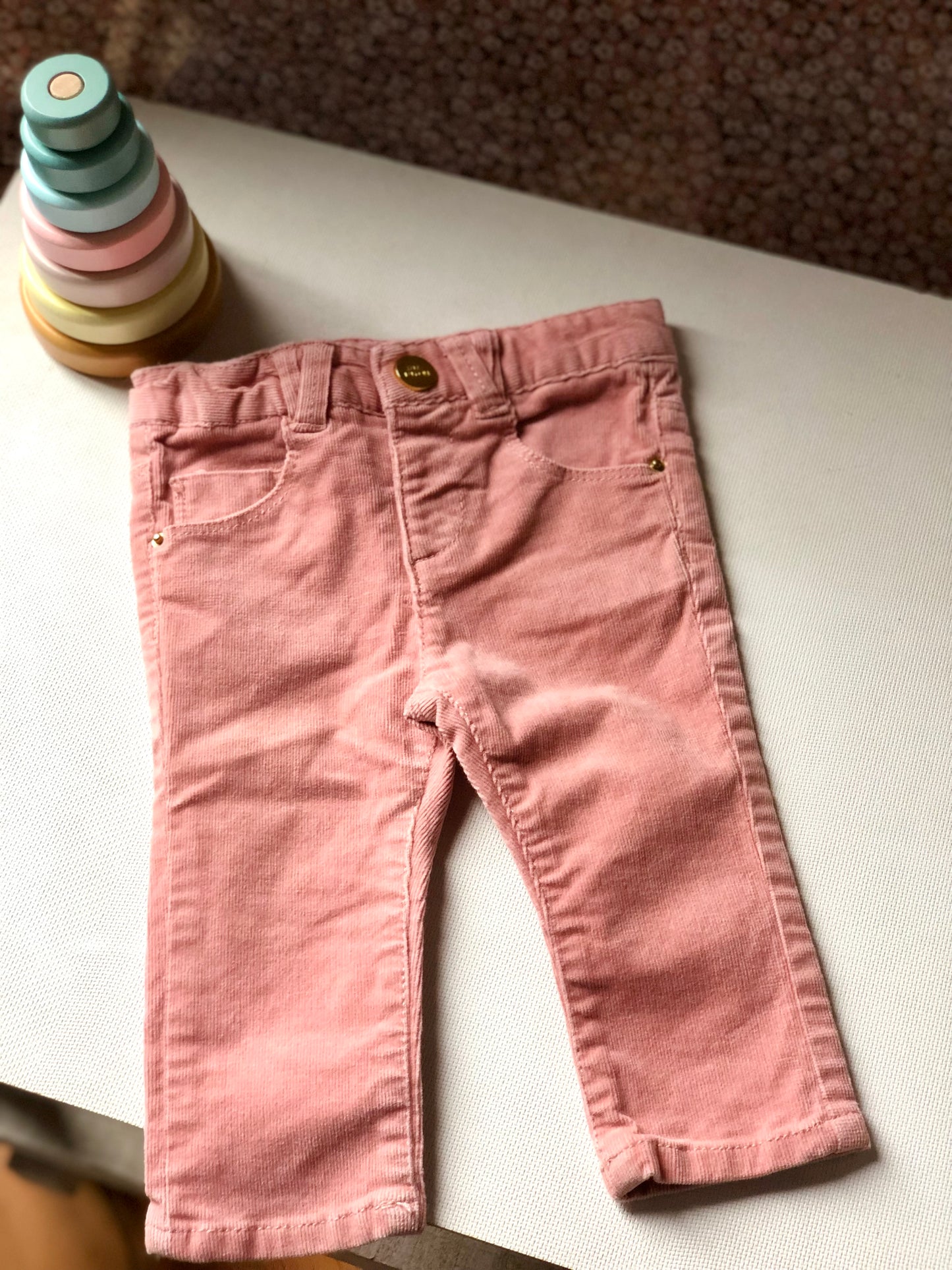 Pantalon en velours côtelé rose Zara 6 mois
