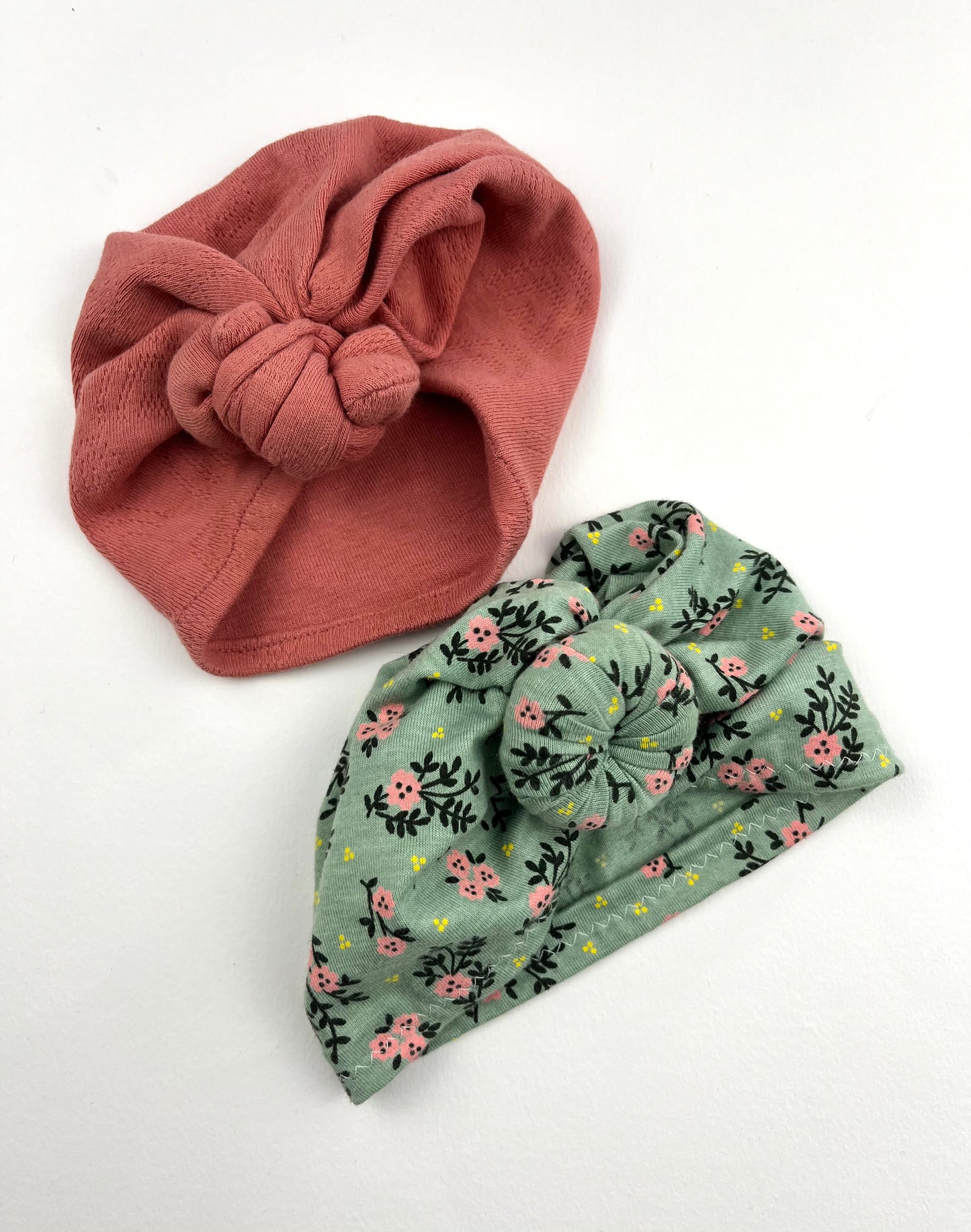 Turbans rose et vert 0-3 mois
