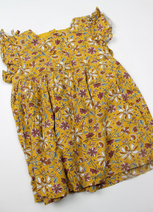 Robe à fleurs jaune Sergent Major 2 ans