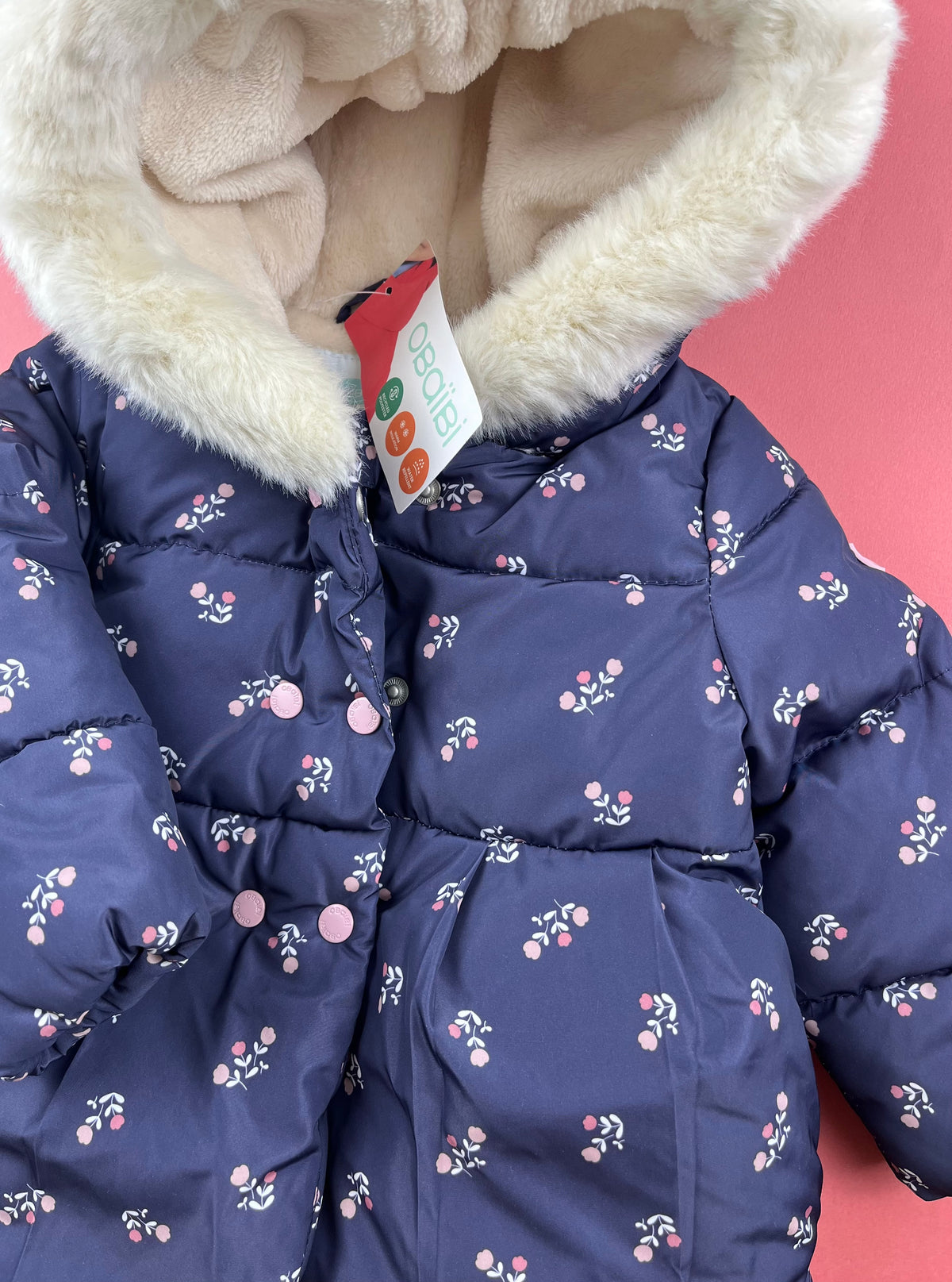 Doudoune à capuche bleue Obaïbi 12 mois