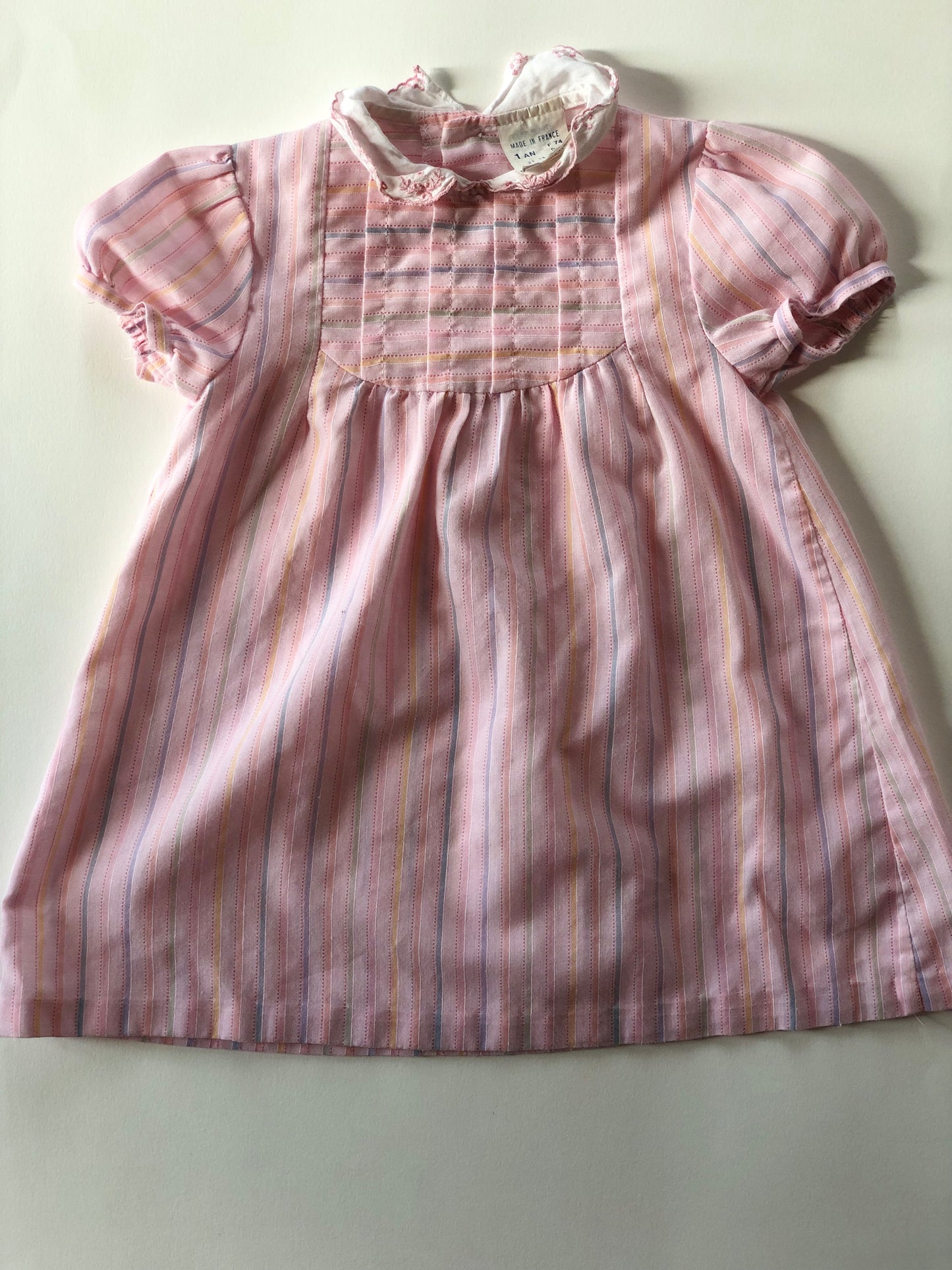 Robe manches courtes rose vintage Alphabet 12 mois