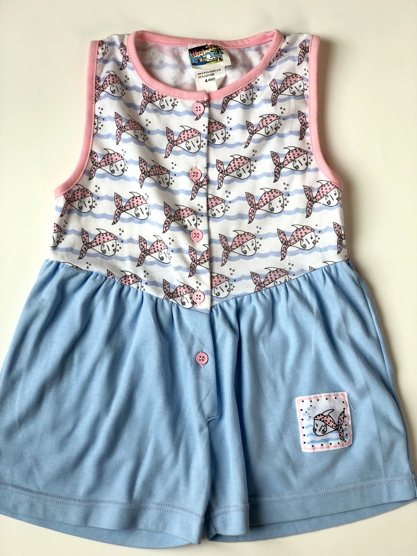 Combishort motif poissons vintage Wapiti 4 ans