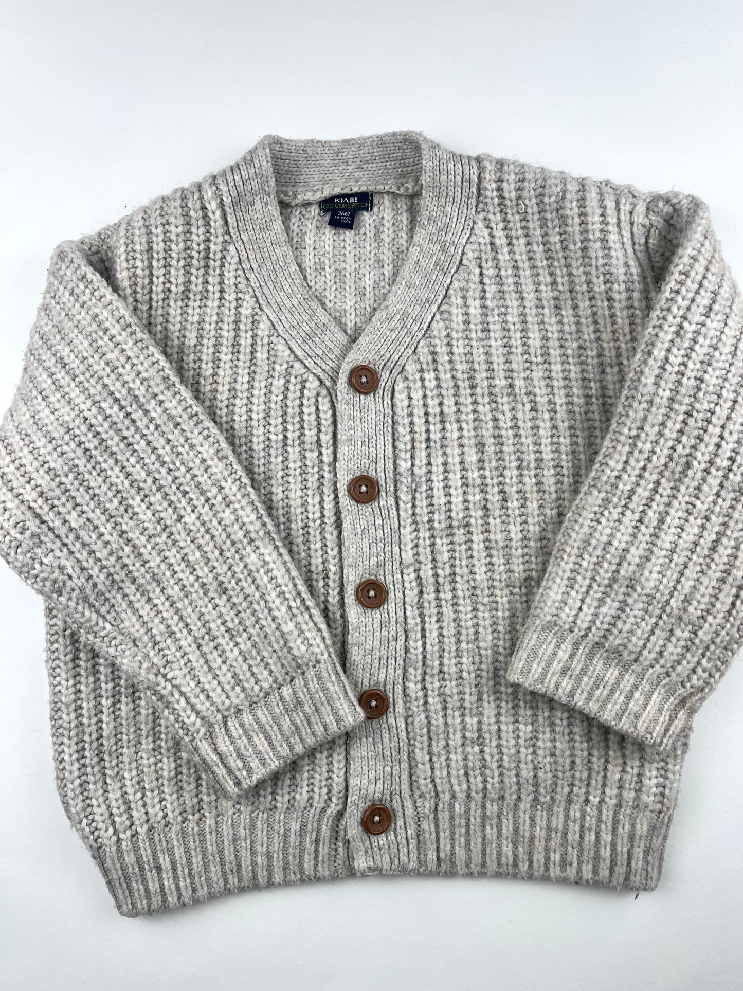 Gilet en mailles beige/gris Kiabi 3 ans