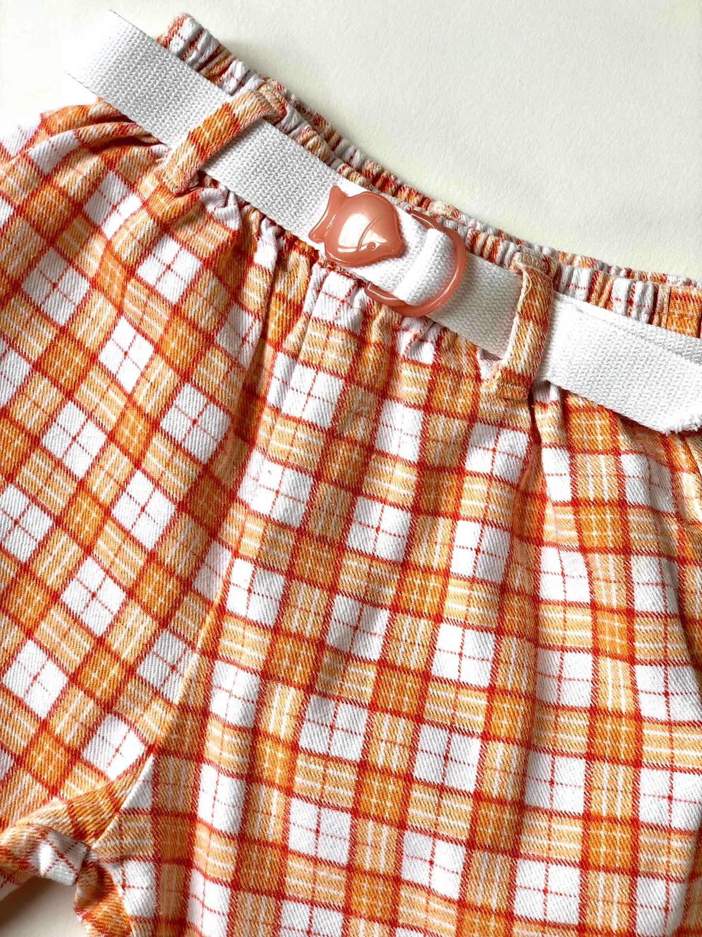 Pantalon à carreaux orange et blanc Kiabi vintage 6 mois
