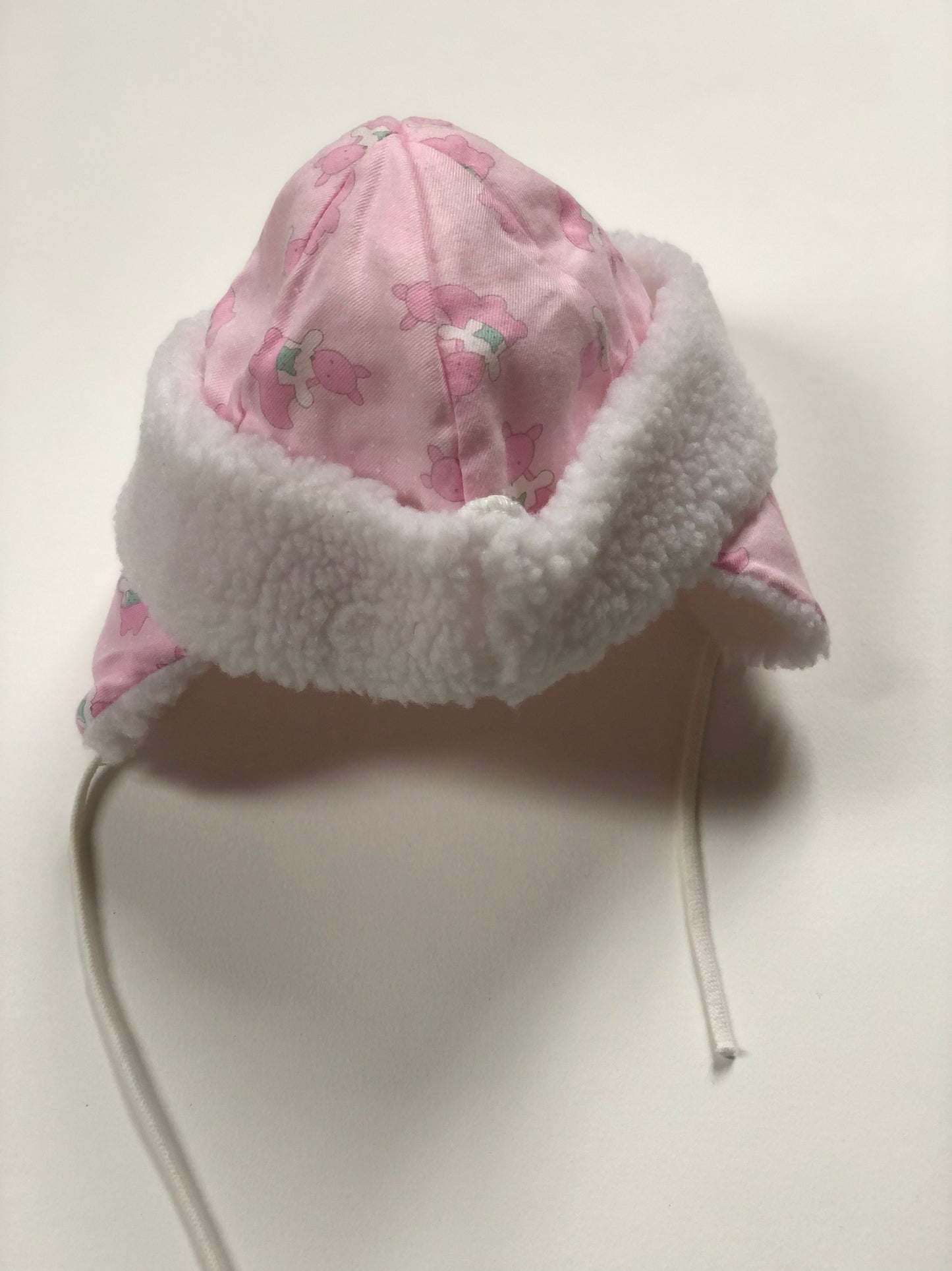 Bonnet vintage rose et blanc TU (1 ans)