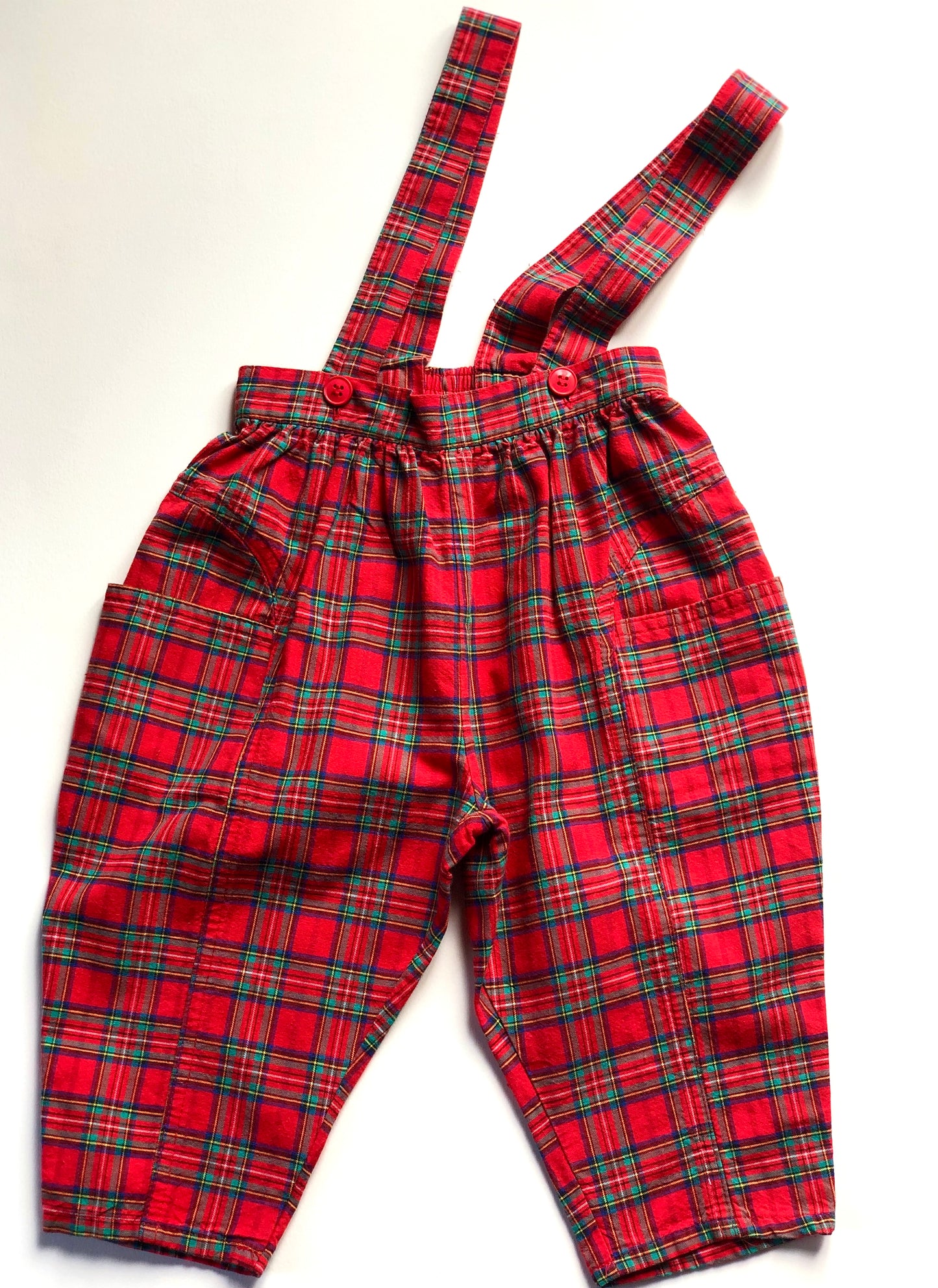 Salopette en tartan rouge vintage 6 mois