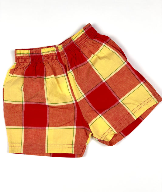 Short à carreaux jaune orange 6 mois