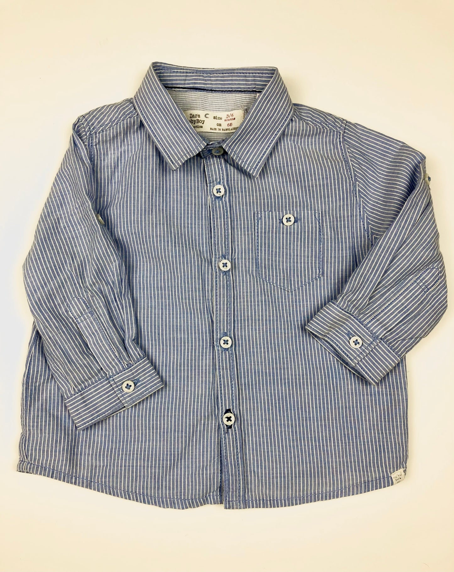 Chemise rayée blanc et bleu Zara 6 mois