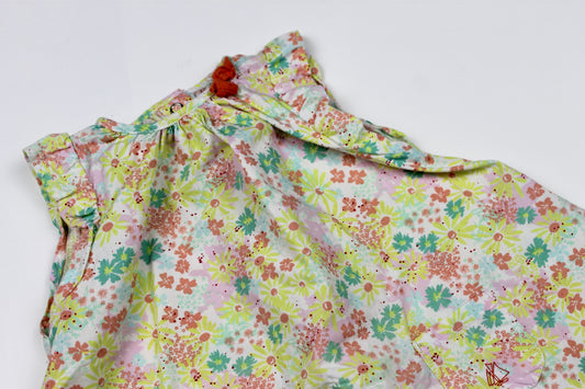 Robe à fleurs jaune et rose Petit Bateau 6 mois