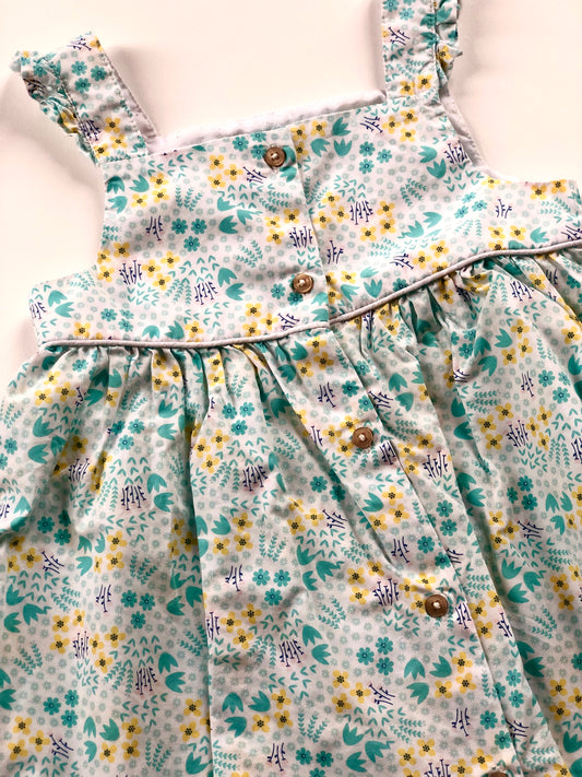 Robe vert d’eau à fleurs Obaïbi 2 ans