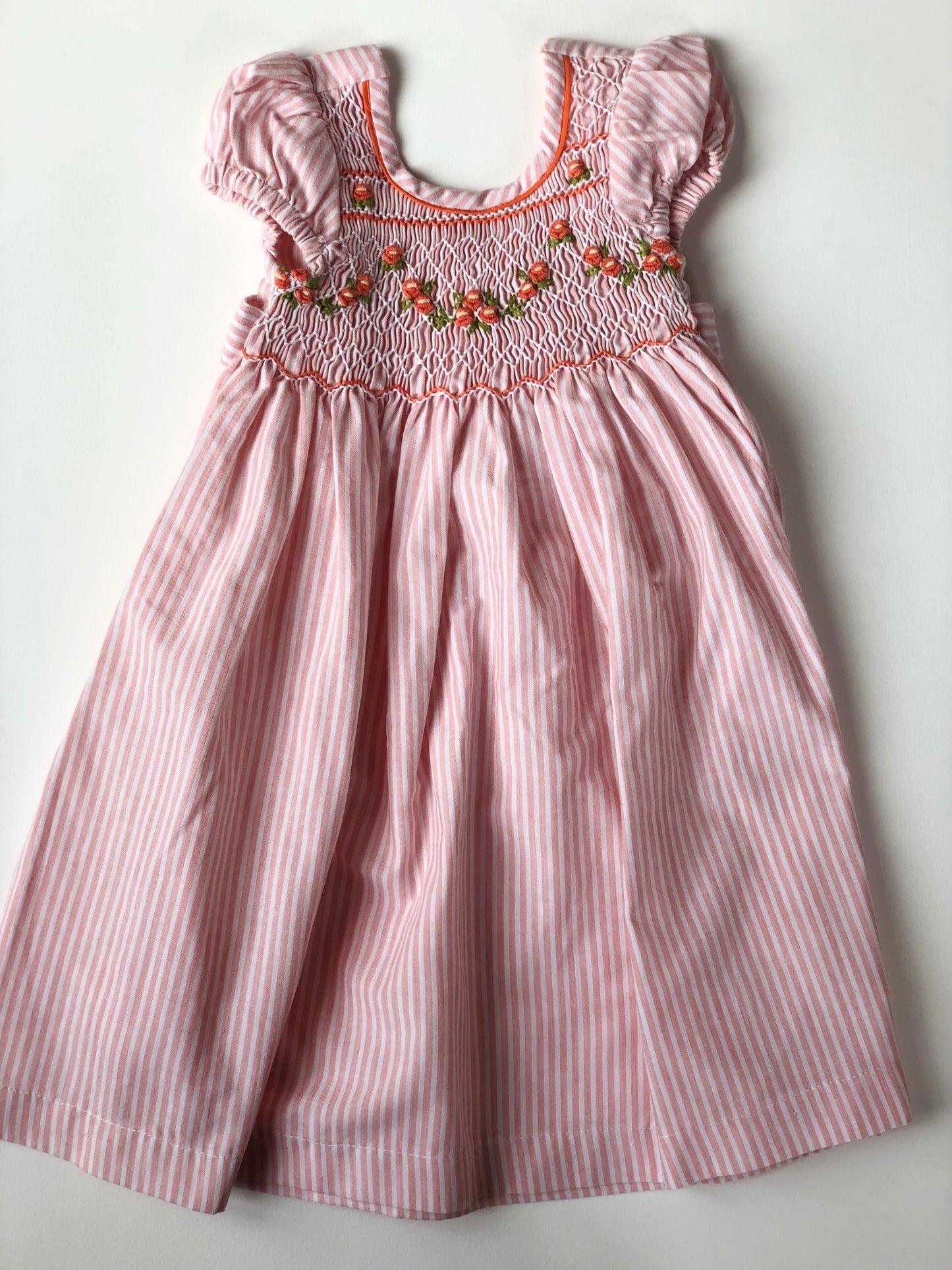 Robe vintage rayée blanc et rose 12 mois