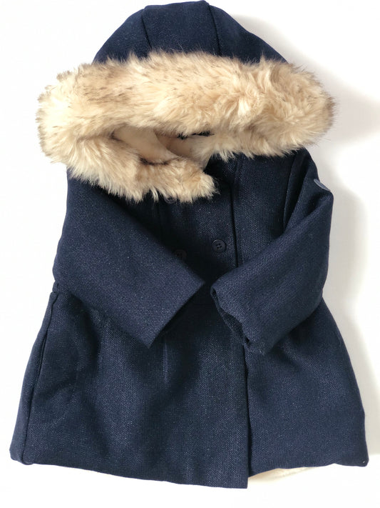 Manteau à capuche bleu brillant Obaïbi 6 mois