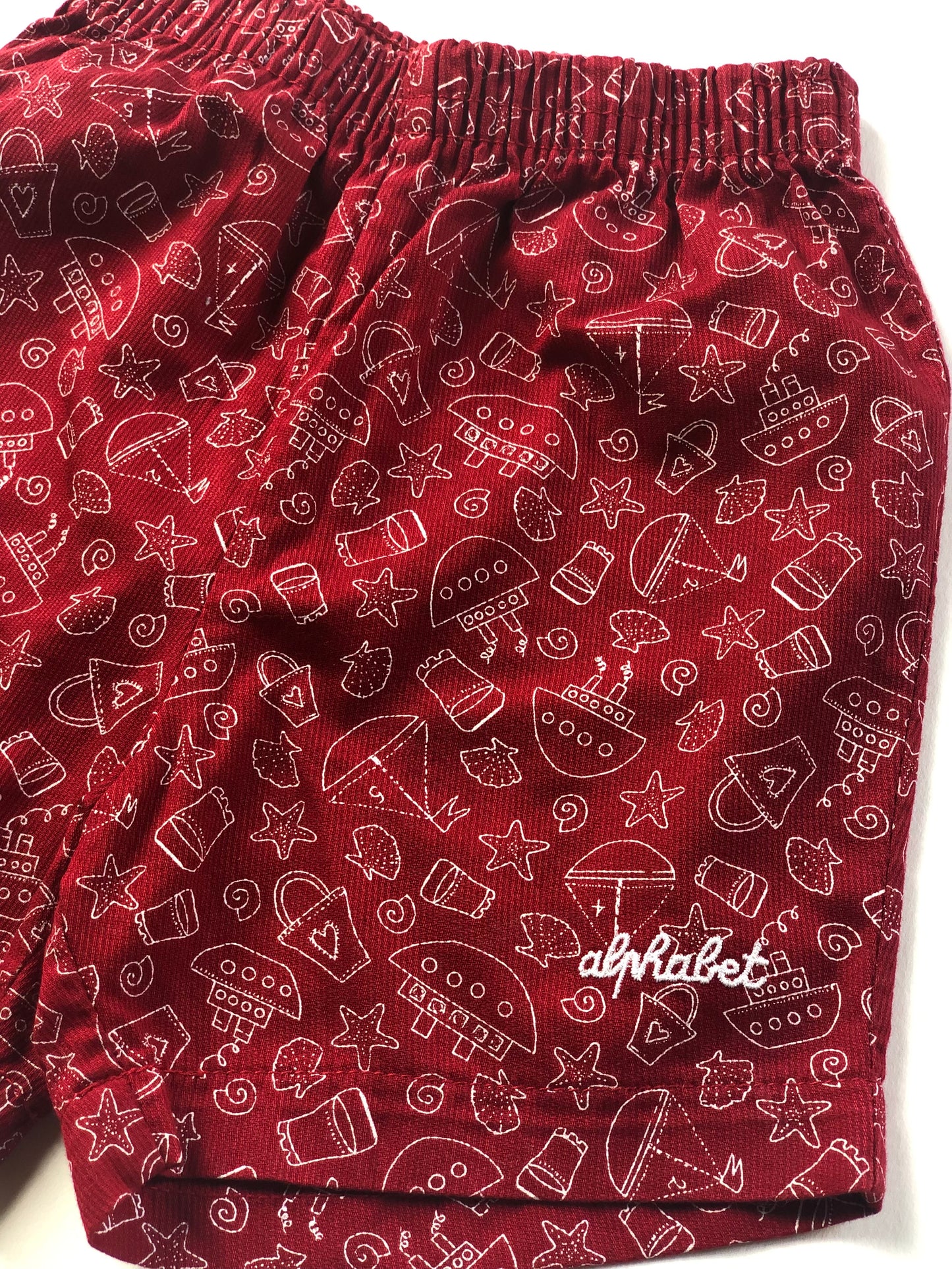 Short rouge motifs marin vintage Alphabet 1 an