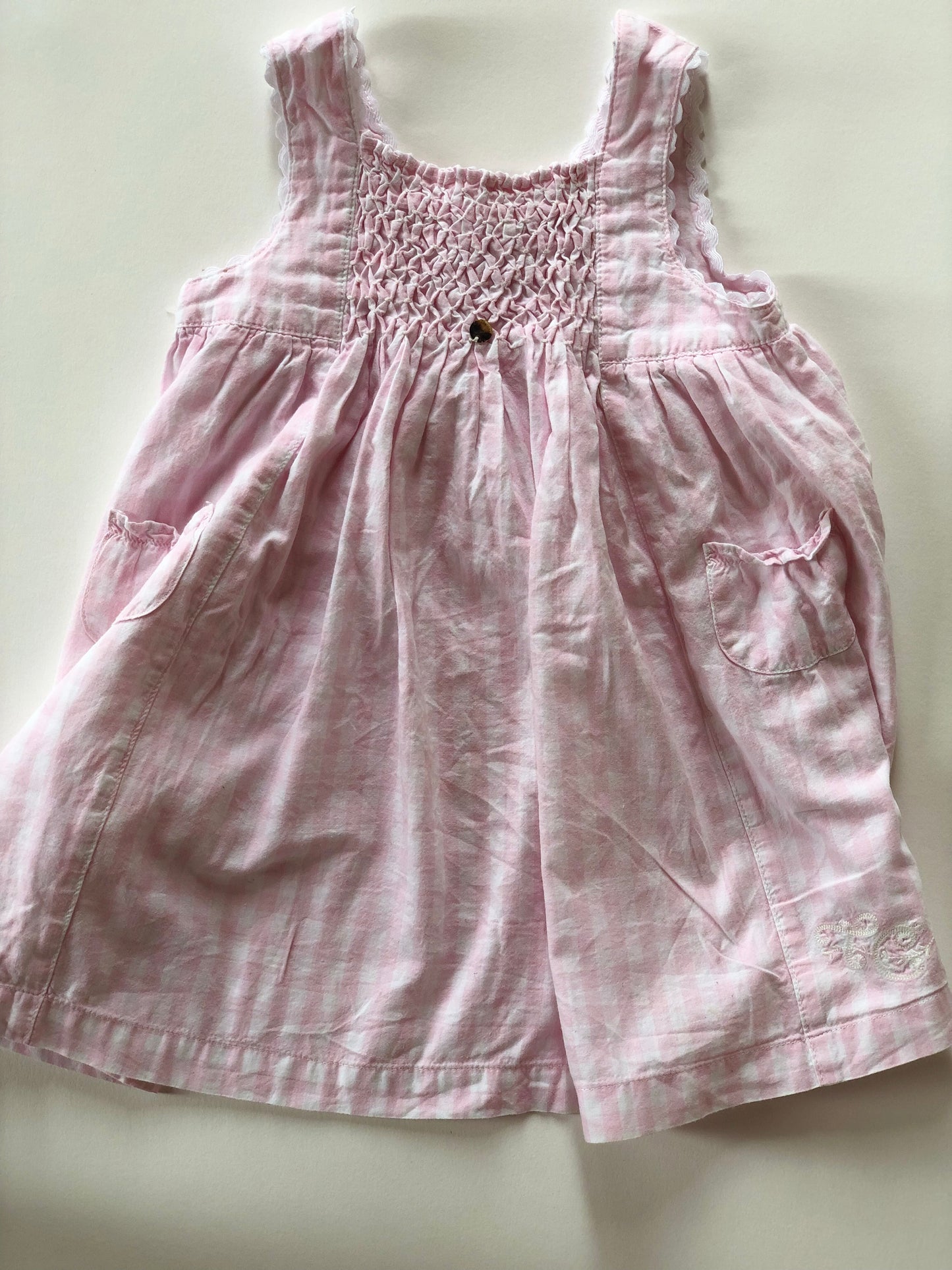 Robe à bretelles vichy rose et blanche vintage Tartine et Chocolat 12 mois