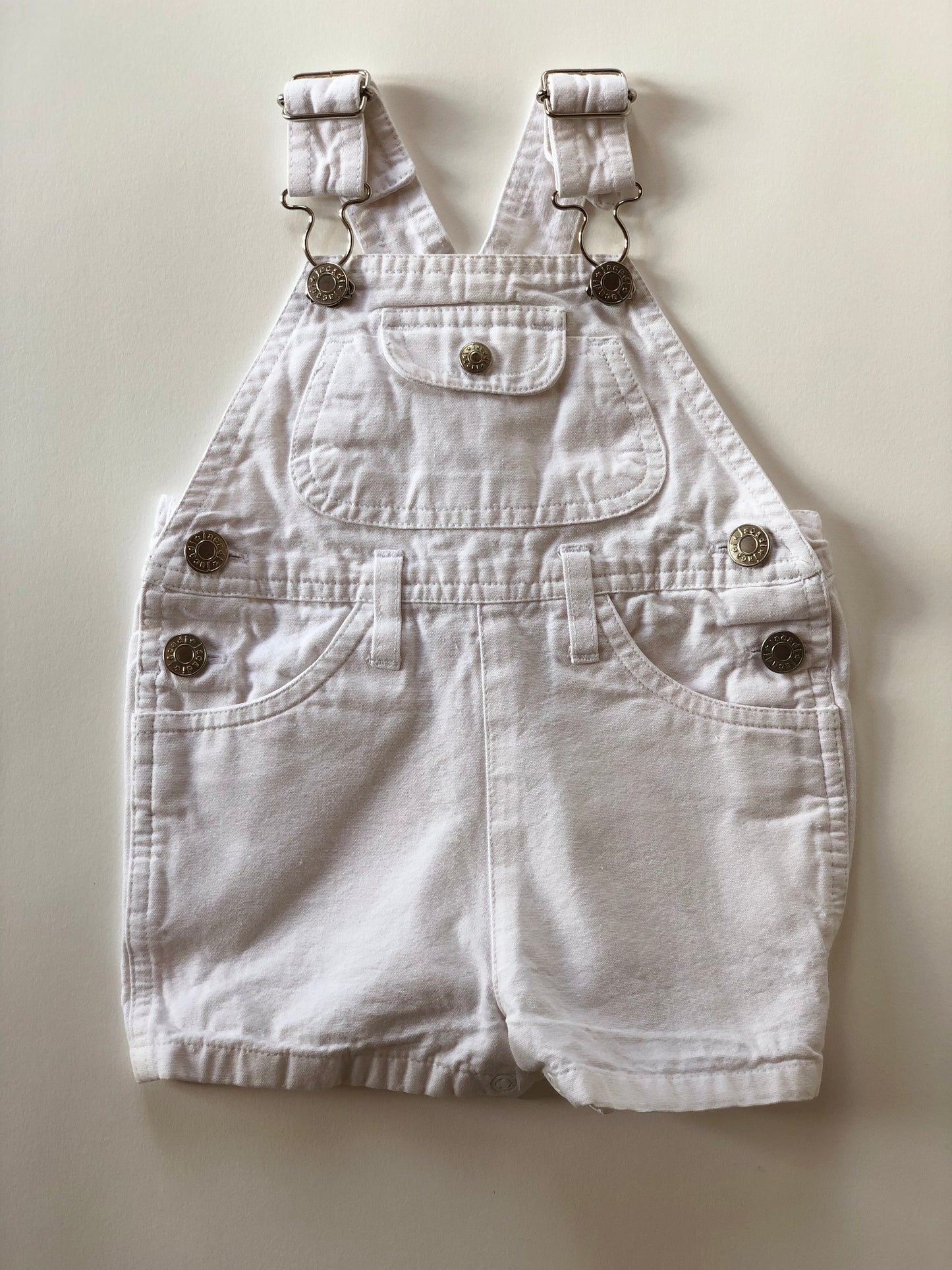 Salopette courte en denim blanche Jacadi vintage 6 mois