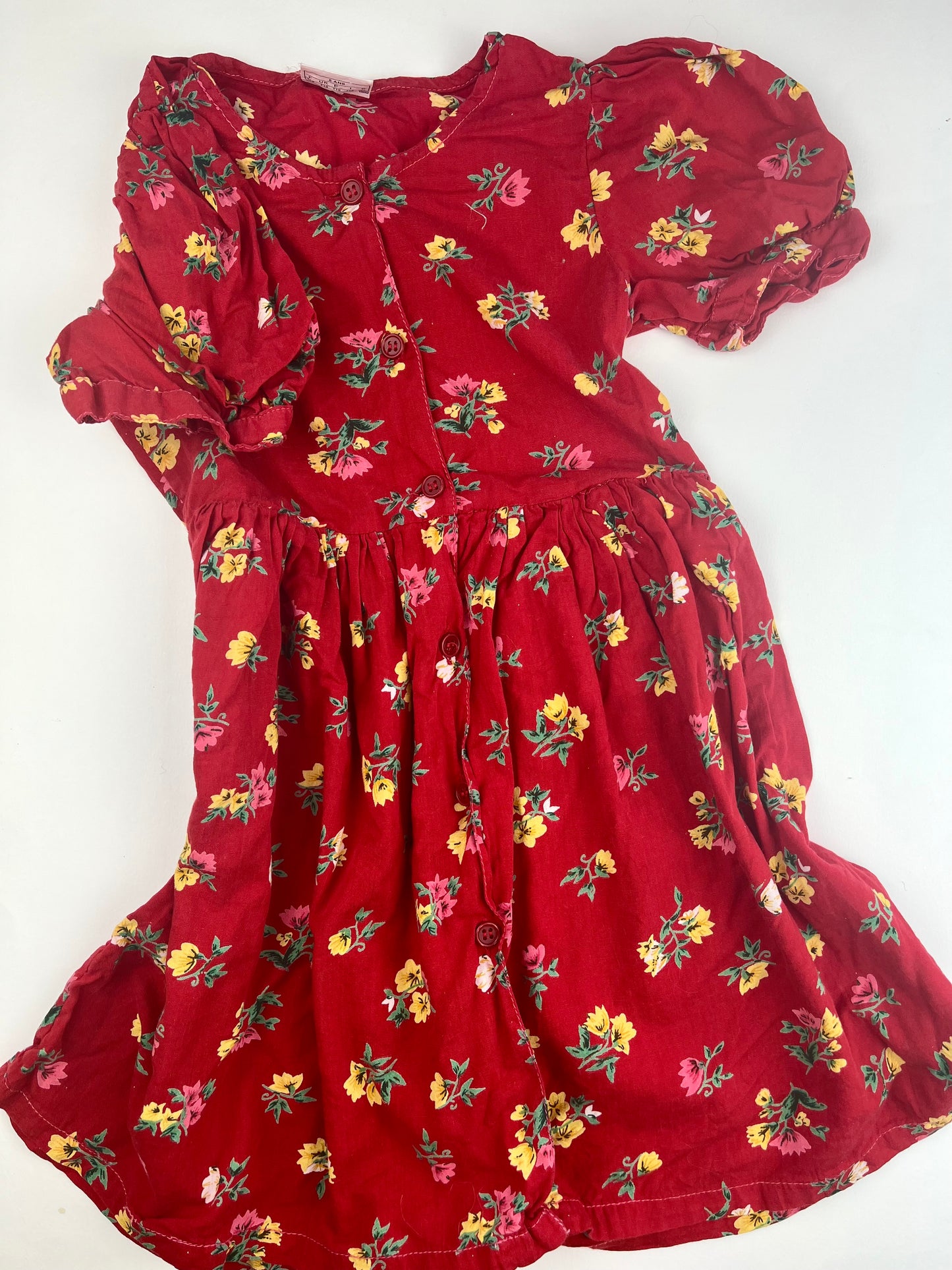 Robe à fleurs rouge 5 ans