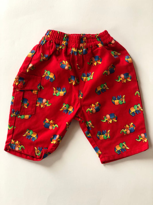 Pantalon rouge avec éléphants Vintage Du lundi au samedi 3 mois