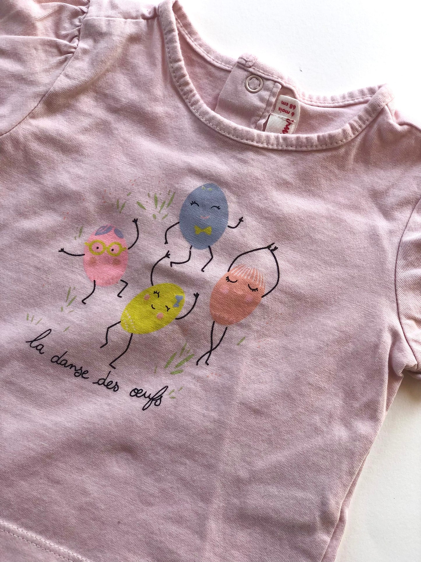 T-shirt rose motifs œufs Du Pareil Au Même 6 mois