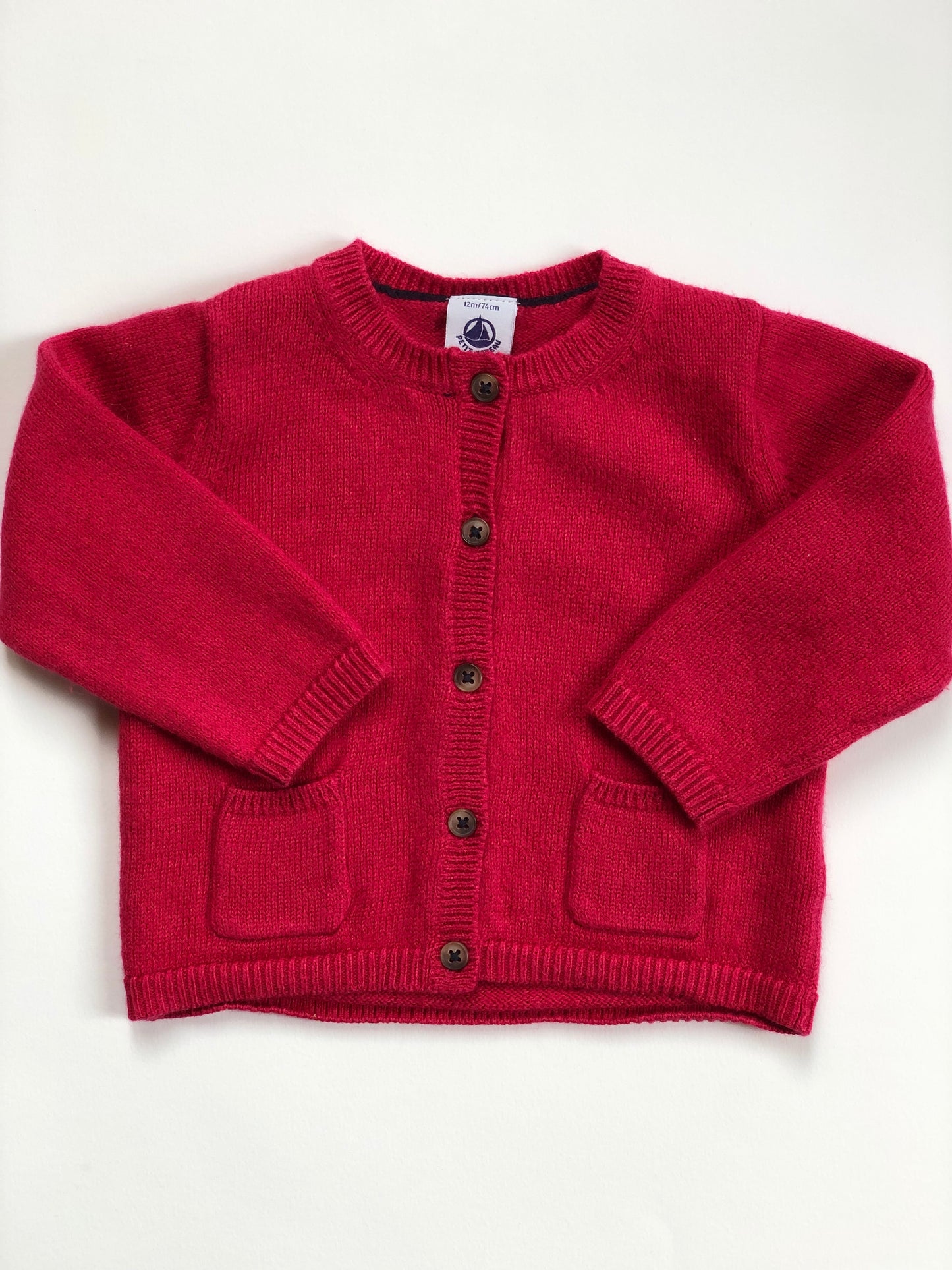 Gilet en mailles framboise Petit Bateau 12 mois