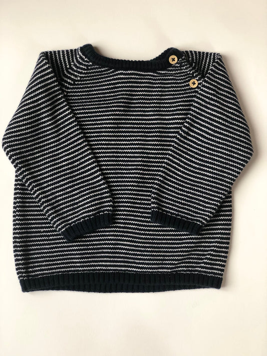 Pull marinière en mailles bleu et blanc Kiabi 18 mois