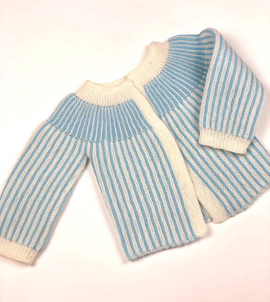 Gilet en mailles bleu fait main vintage 9 mois
