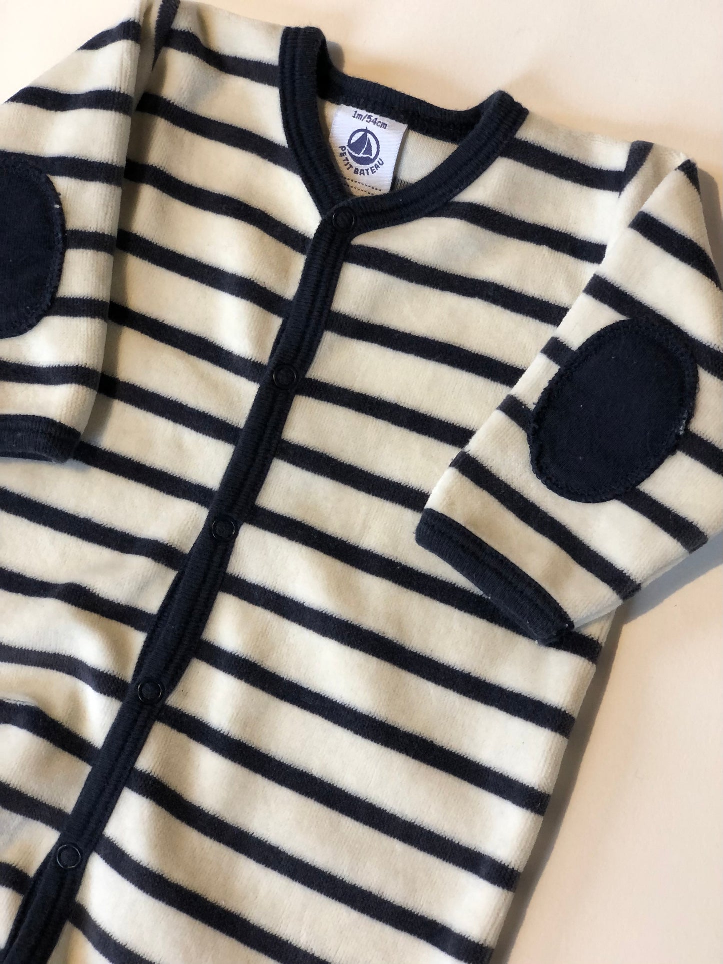 Pyjama marinière en velours Petit Bateau 1 mois