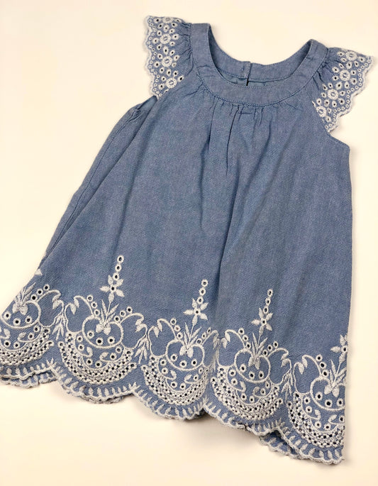 Robe bleue brodée Early Days 9 mois