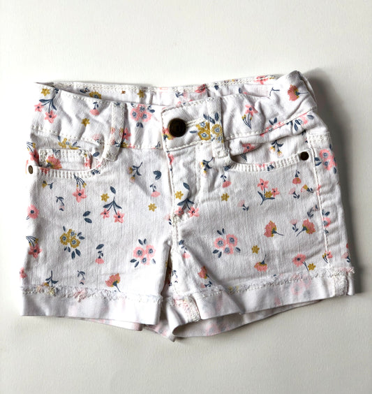 Short en jeans blanc à fleurs Tape à l’Oeil 2 ans