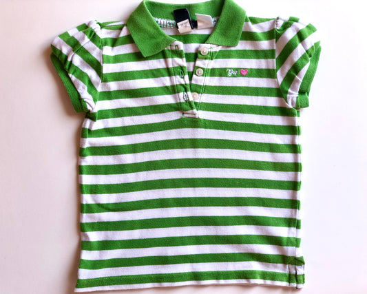 Polo rayé vert et blanc Gap 3 ans